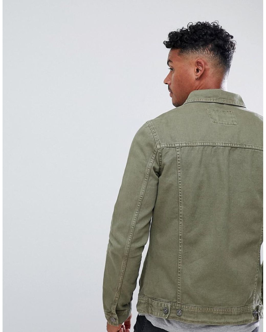 Pull&Bear Denim Jacket In Khaki in Green for Men | Lyst