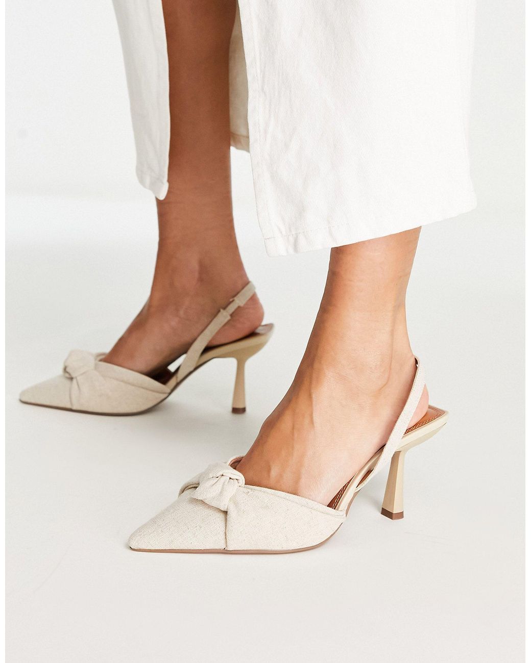 ASOS Wide Fit Soraya Knotted Slingback Mid Heeled Shoes | Lyst
