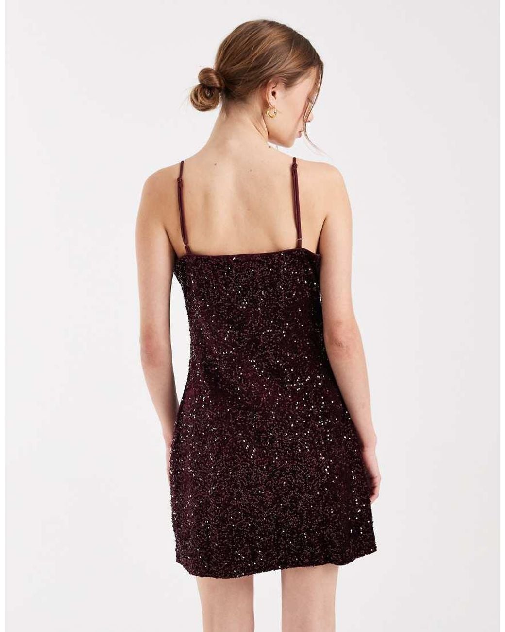 Vero Moda Purple Cami Strap Sequin Mini Dress