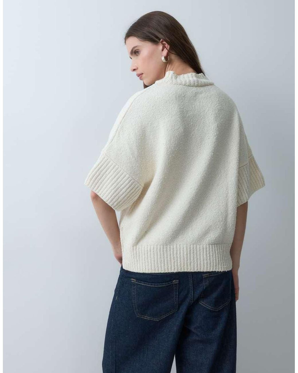 ASOS Blue Knitted Boucle Jumper Short Sleeve