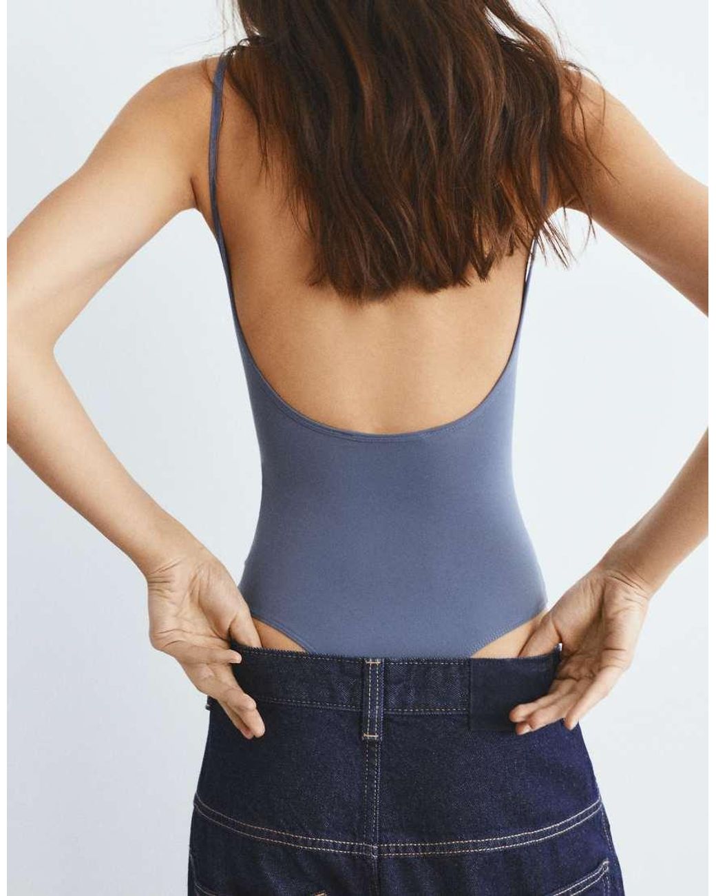 Pull&Bear Blue Polyamide Bodysuit With Thin Straps