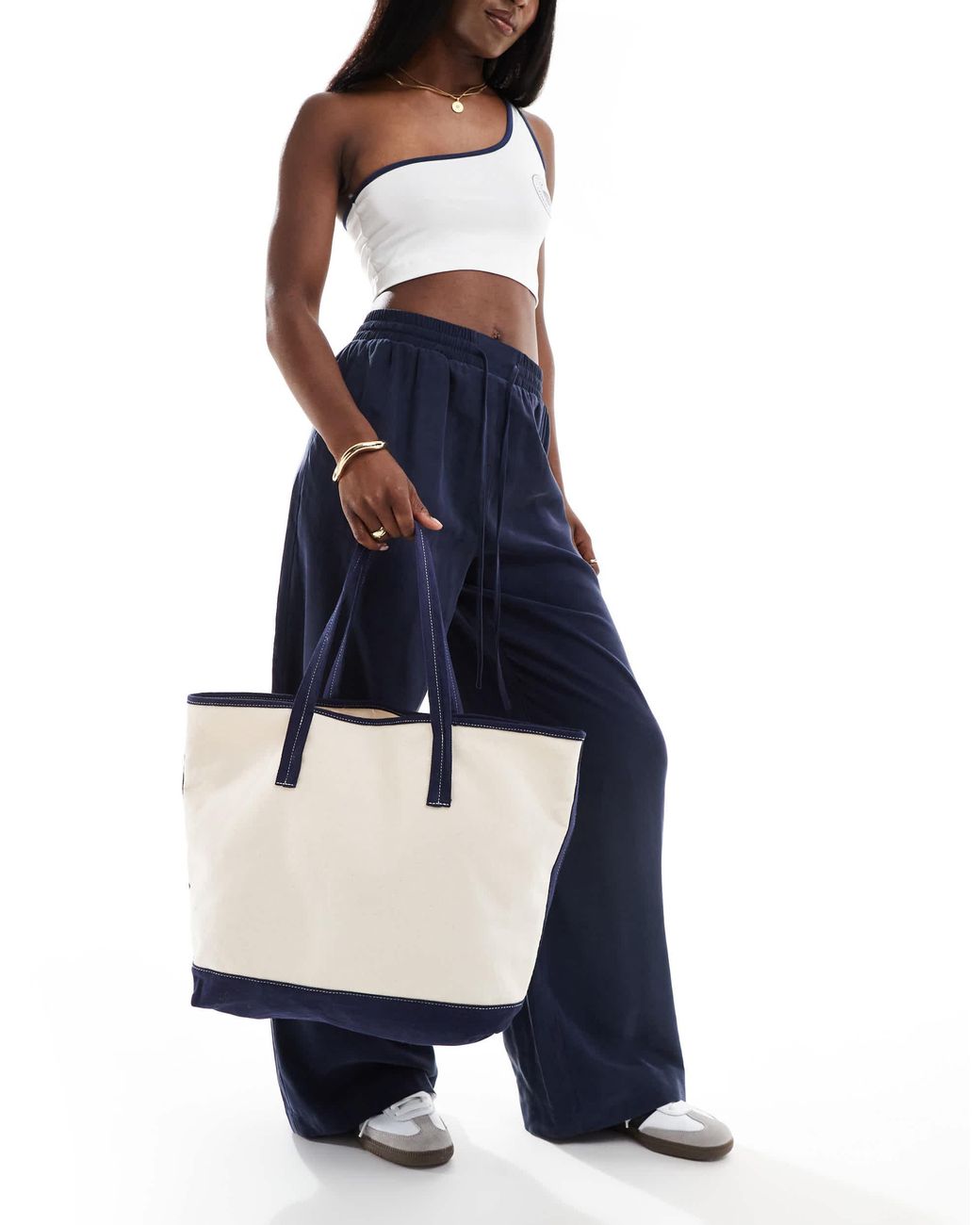 Asos design oversized structured shopper bag with contrast detail sale