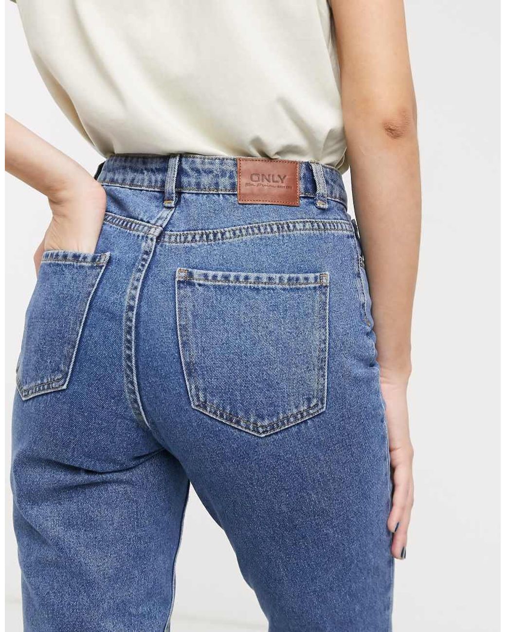 ONLY Blue Mom Jeans With 90s Wash
