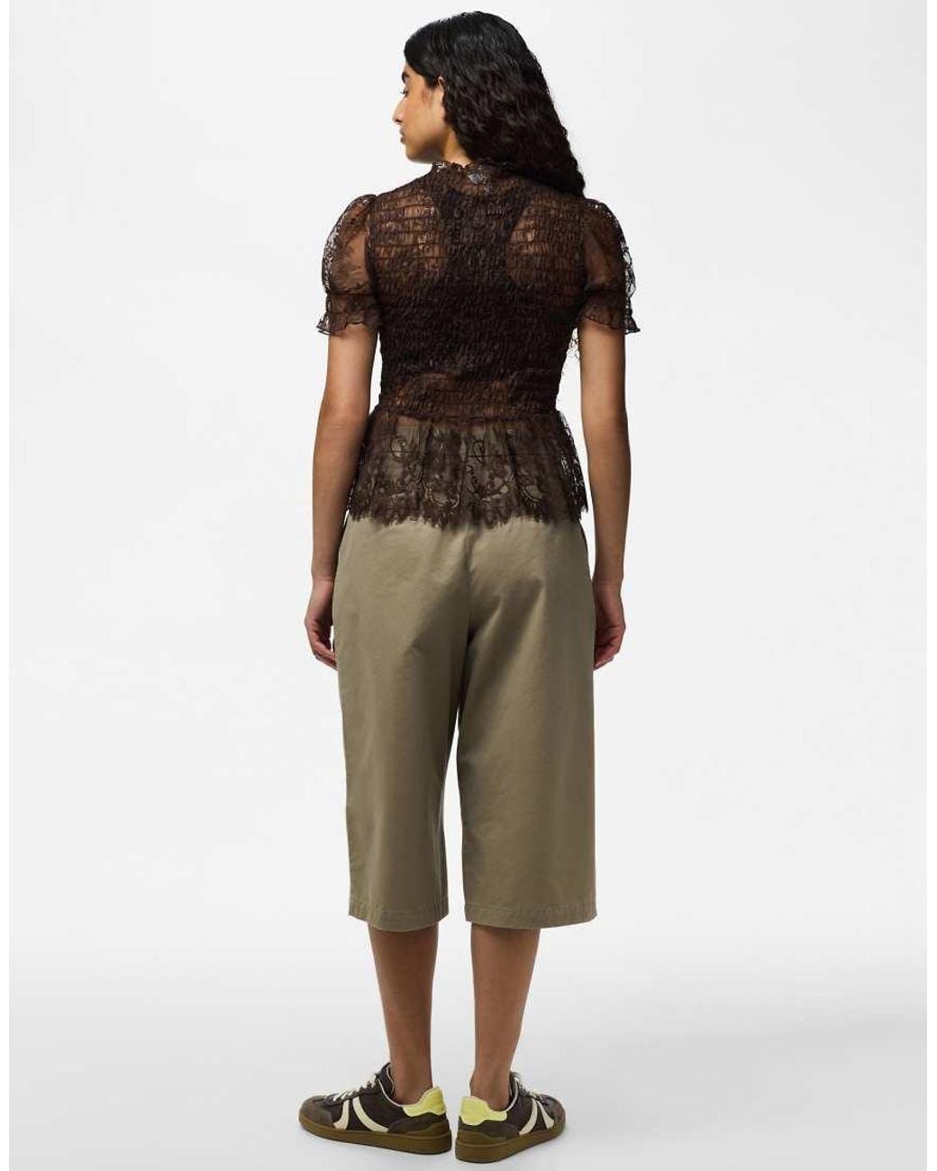 Pieces Brown Short Sleeved Top