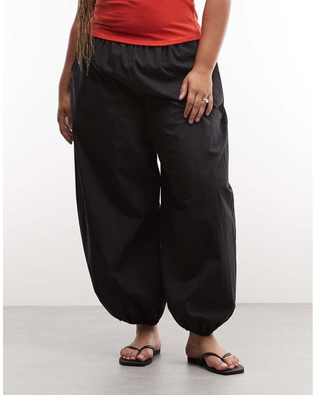 ASOS Red Asos Design Curve Cotton Nylon Blend Pull On Balloon Pants