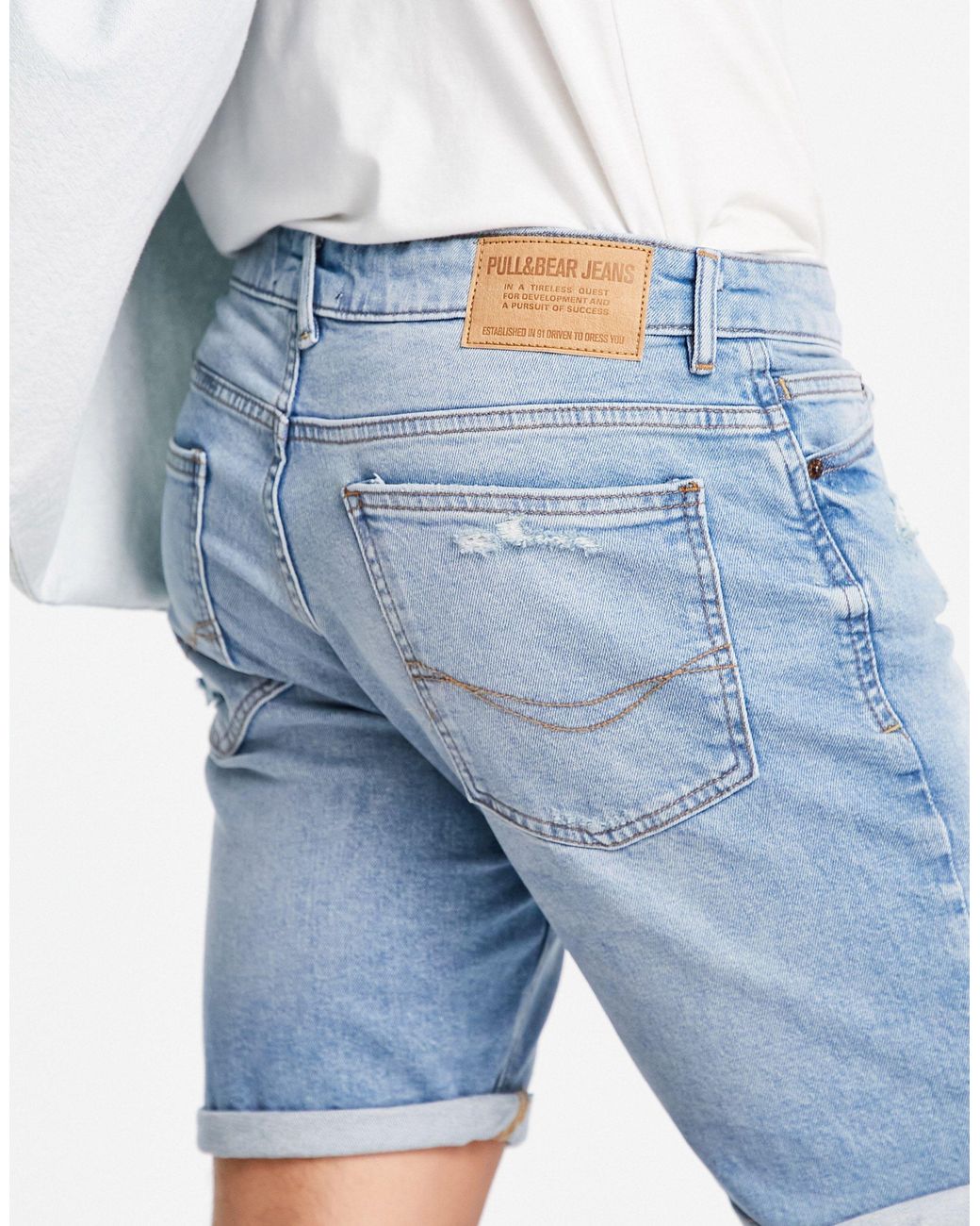 Pull\u0026Bear Slim Fit Denim Shorts With 