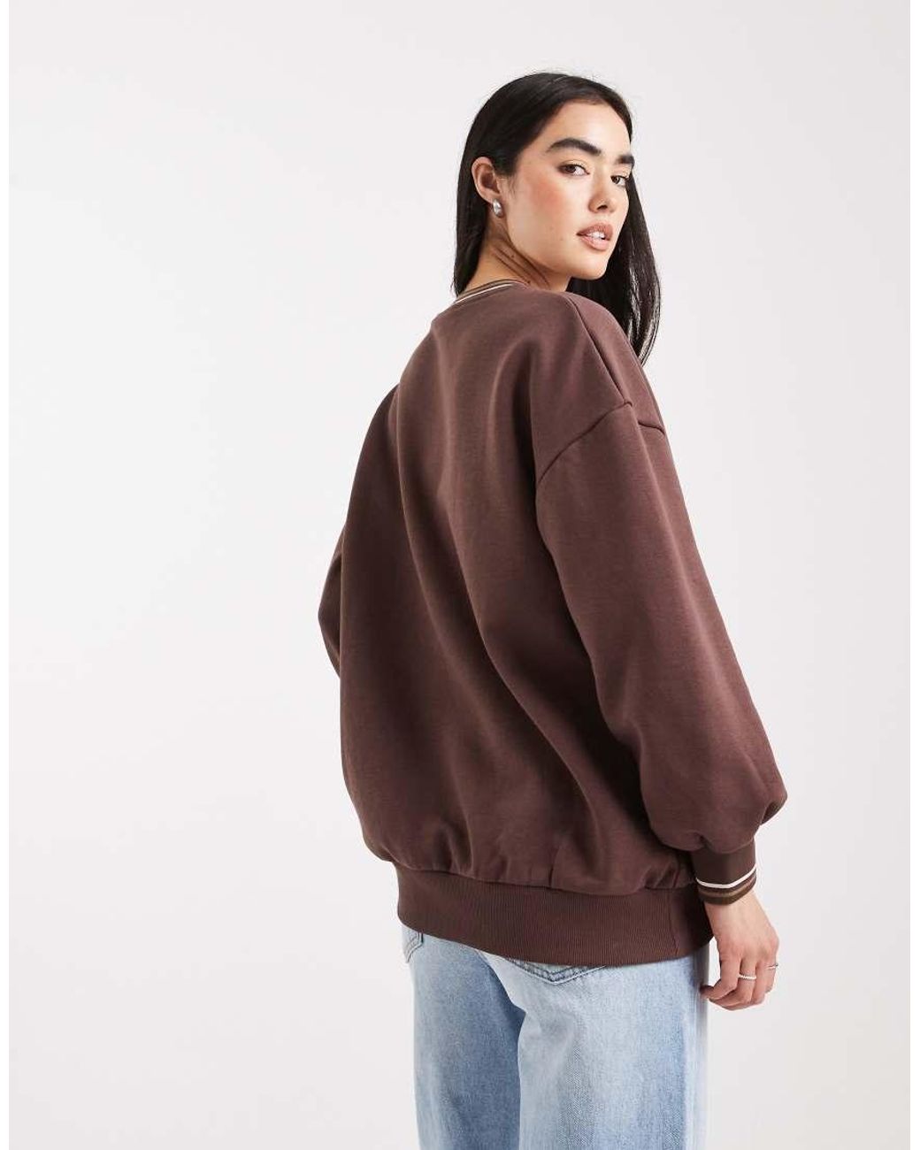 Miss Selfridge Brown Borg Printed Oversized Sweatshirt