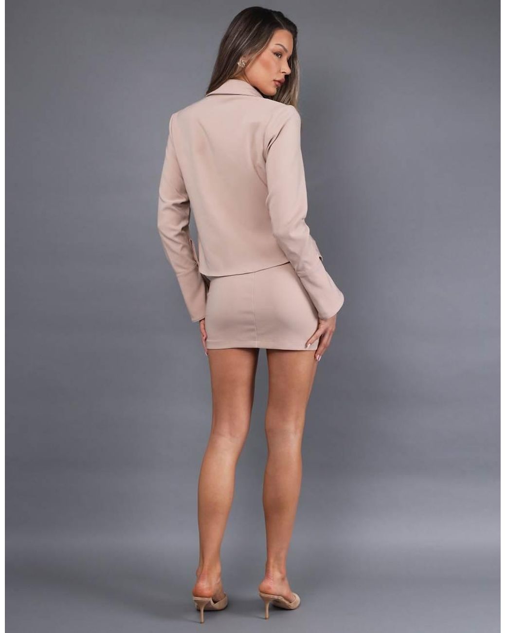 SIMMI Gray Tie Front Plunge Shirt