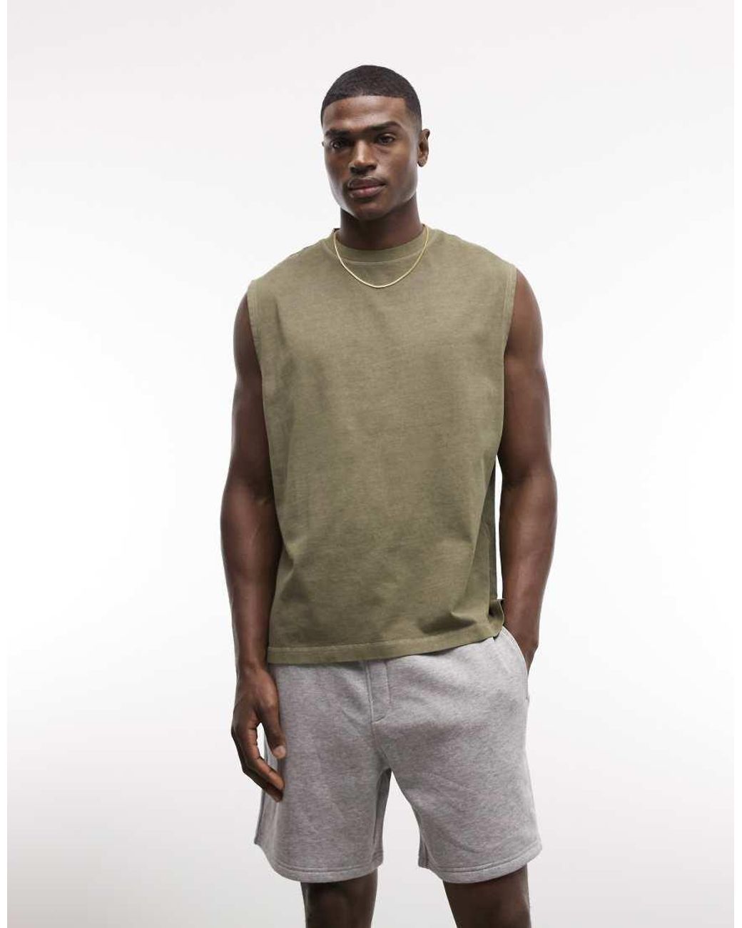 ASOS Brown Heavyweight Oversized Tank for men