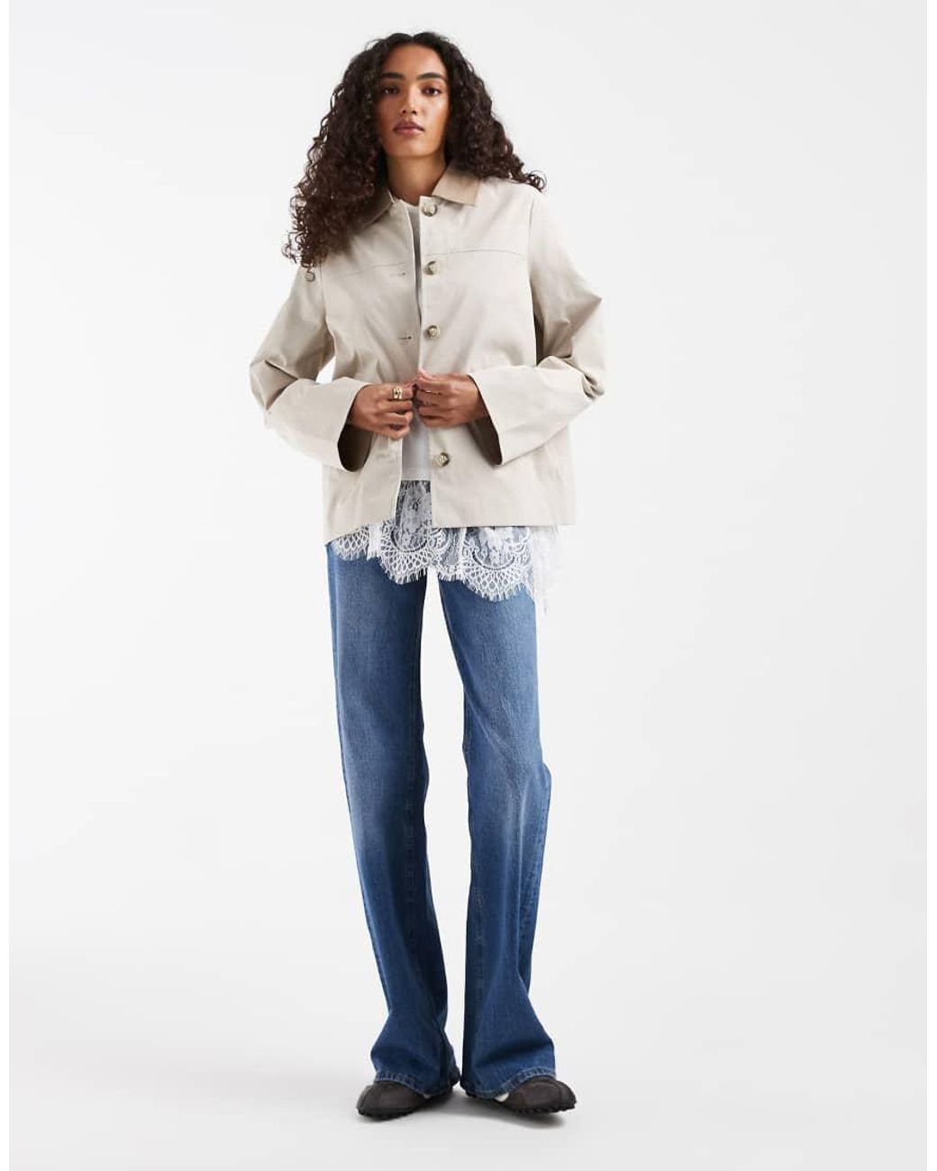Vero Moda Blue Barn Jacket With Contrast Collar Detail
