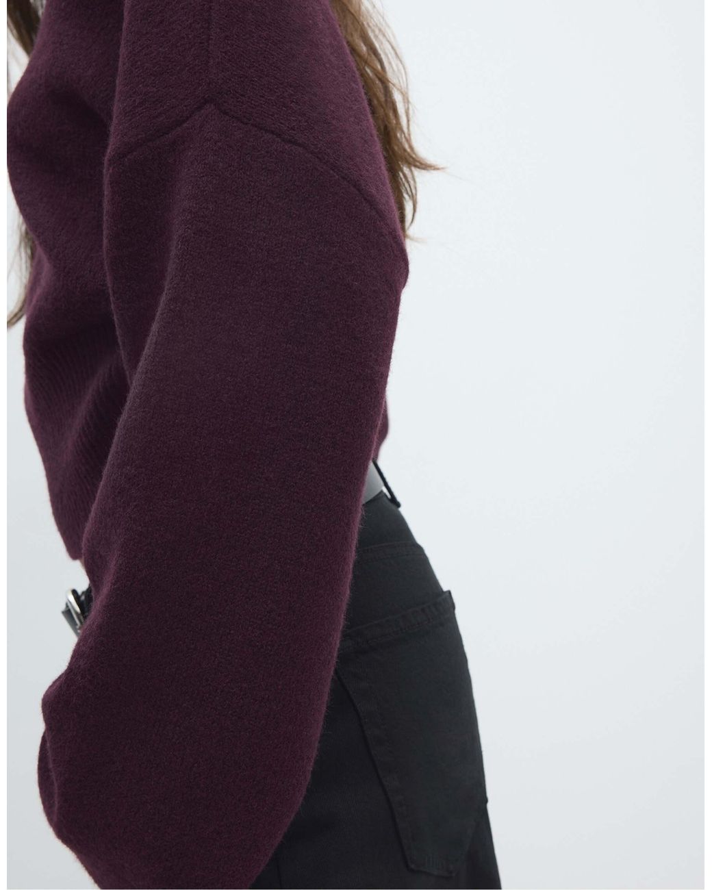 Stradivarius Blue Pullover mit weichem strickbund