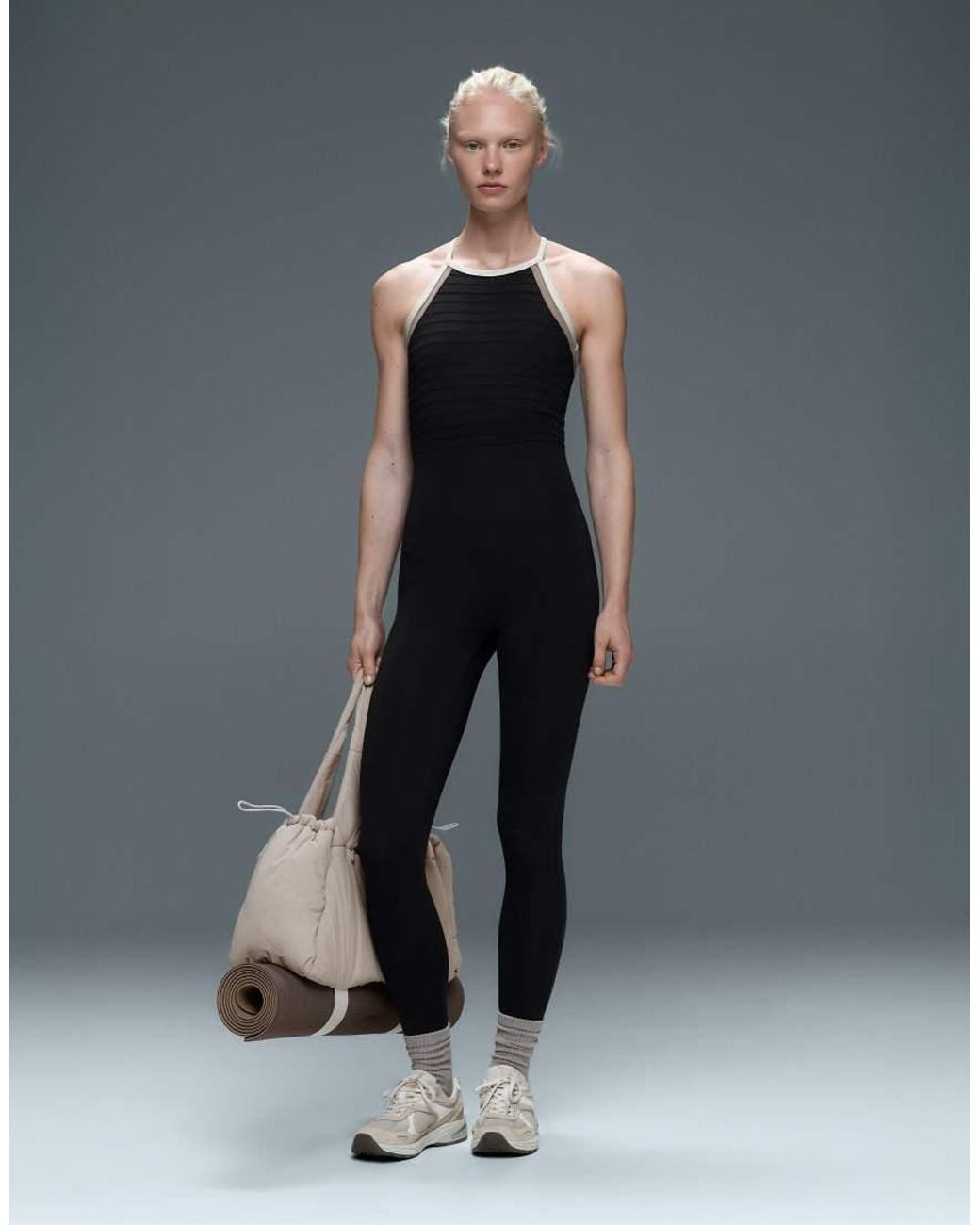 Oysho Blue Comfortlux Long Colour-Block Jumpsuit