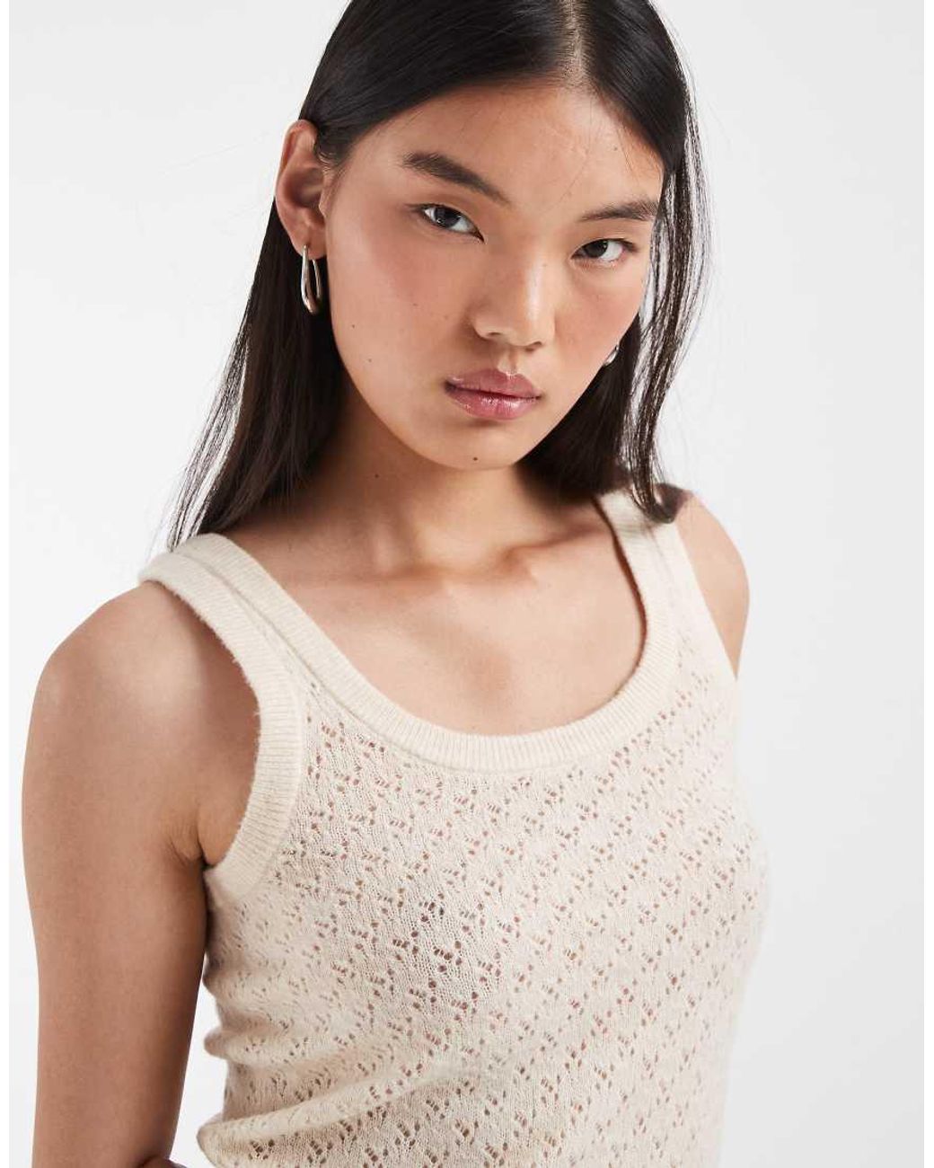 JJXX Blue Pointelle Knit Tank Top