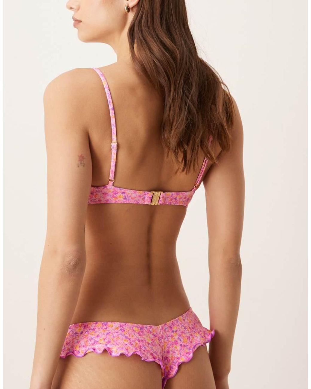 Kulani Kinis Pink Gelato Bloom Lettuce Thong Bikini Bottom