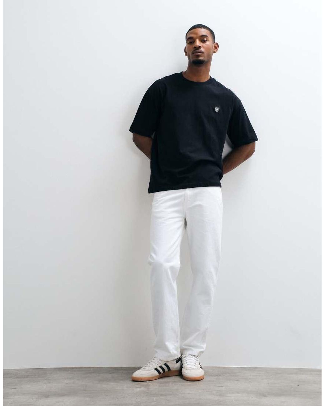 ASOS Black Oversized T-shirt With Embroidered Floral Graphic for men