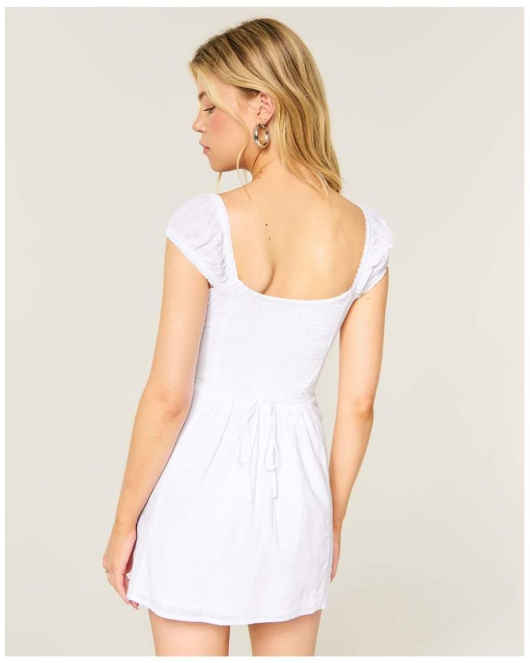 Hollister White Cap Sleeve Button Mini Dress