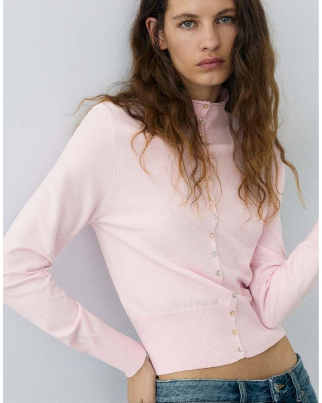 Pull&Bear Pink High-neck Cardigan