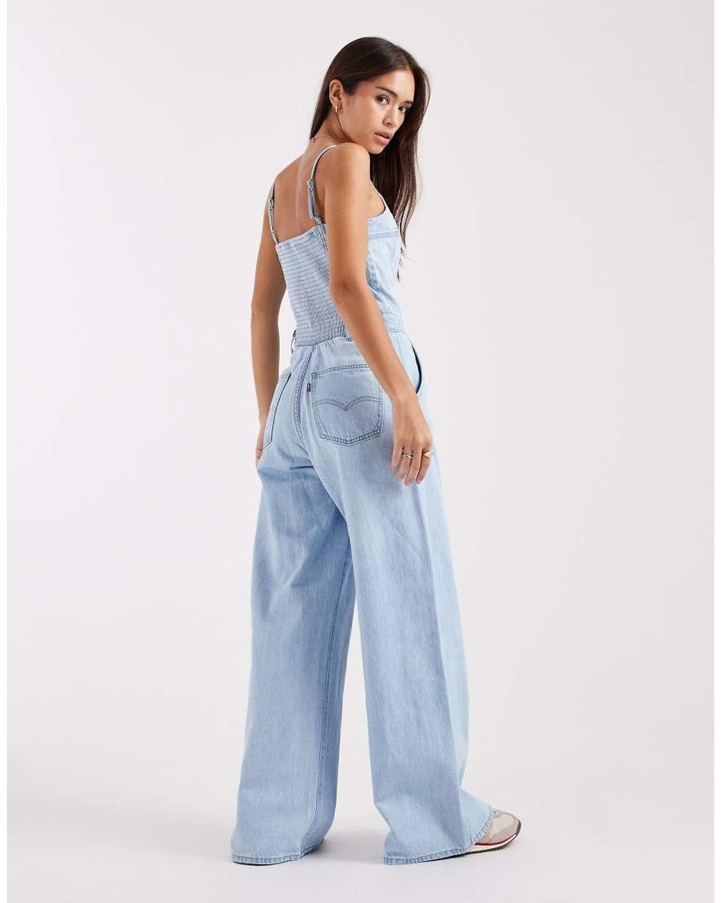 Levi's Blue Denim Bustier Wide Leg Jumpsuit