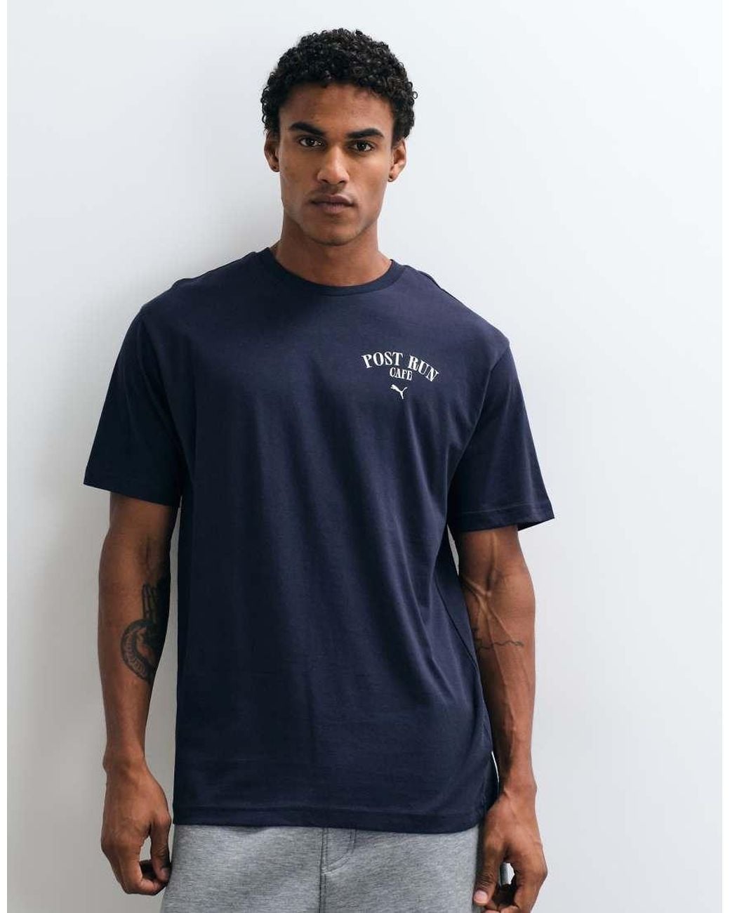 PUMA Blue Graphic Cafe Relaxed Tee for men