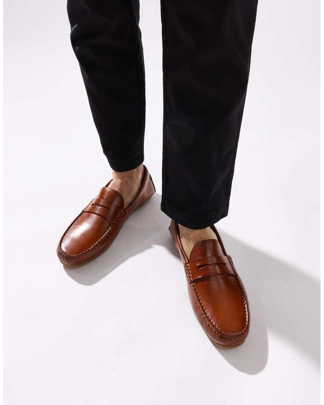 Base London Brown Collins Driver Loafers for men