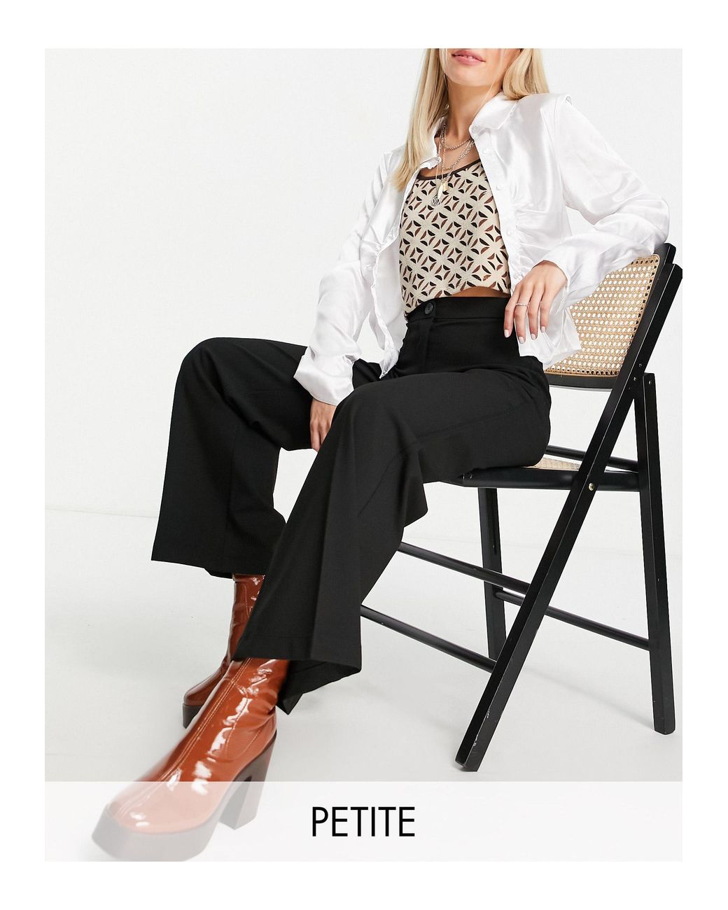 Bershka Synthetic Petite Wide Leg 