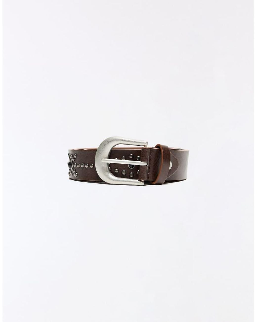 Bershka Brown Studded Cowboy Belt for men