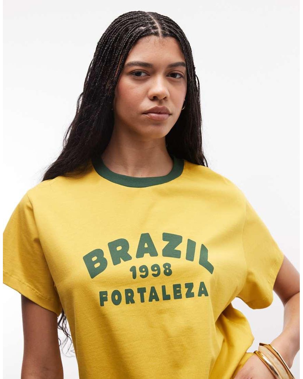 Reclaimed Vintage Yellow Unisex Ringer With Slogan