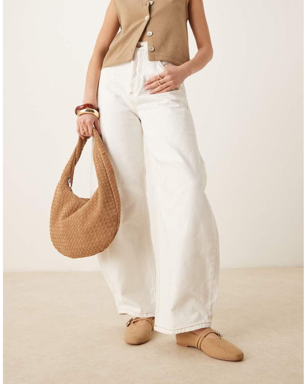 ASOS Natural Lavender Double-strap Maryjane Ballet Flats