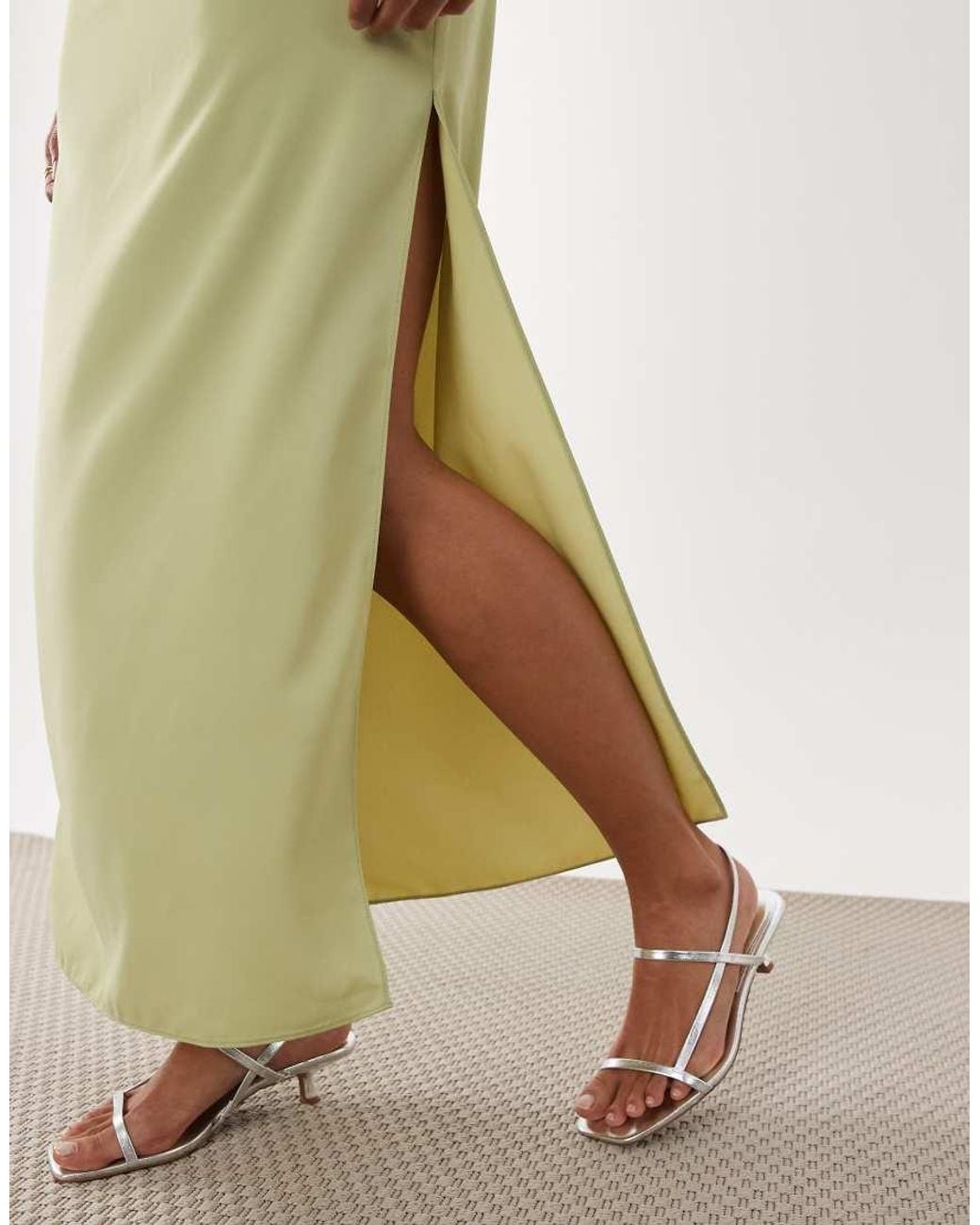 ASOS Green Fallen Shoulder Midi Dress
