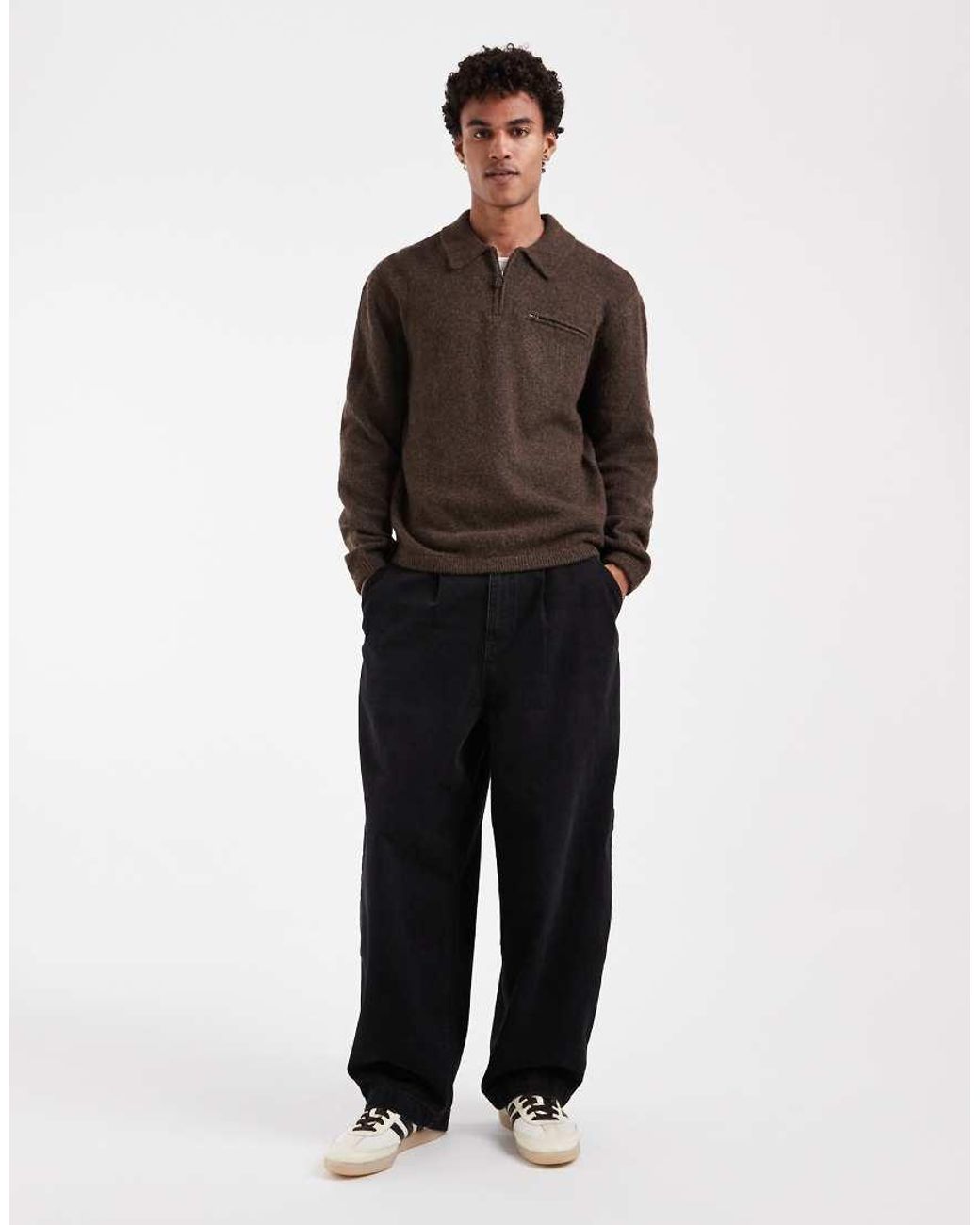 Levi's Brown Half Zip Knitted Jumper for men