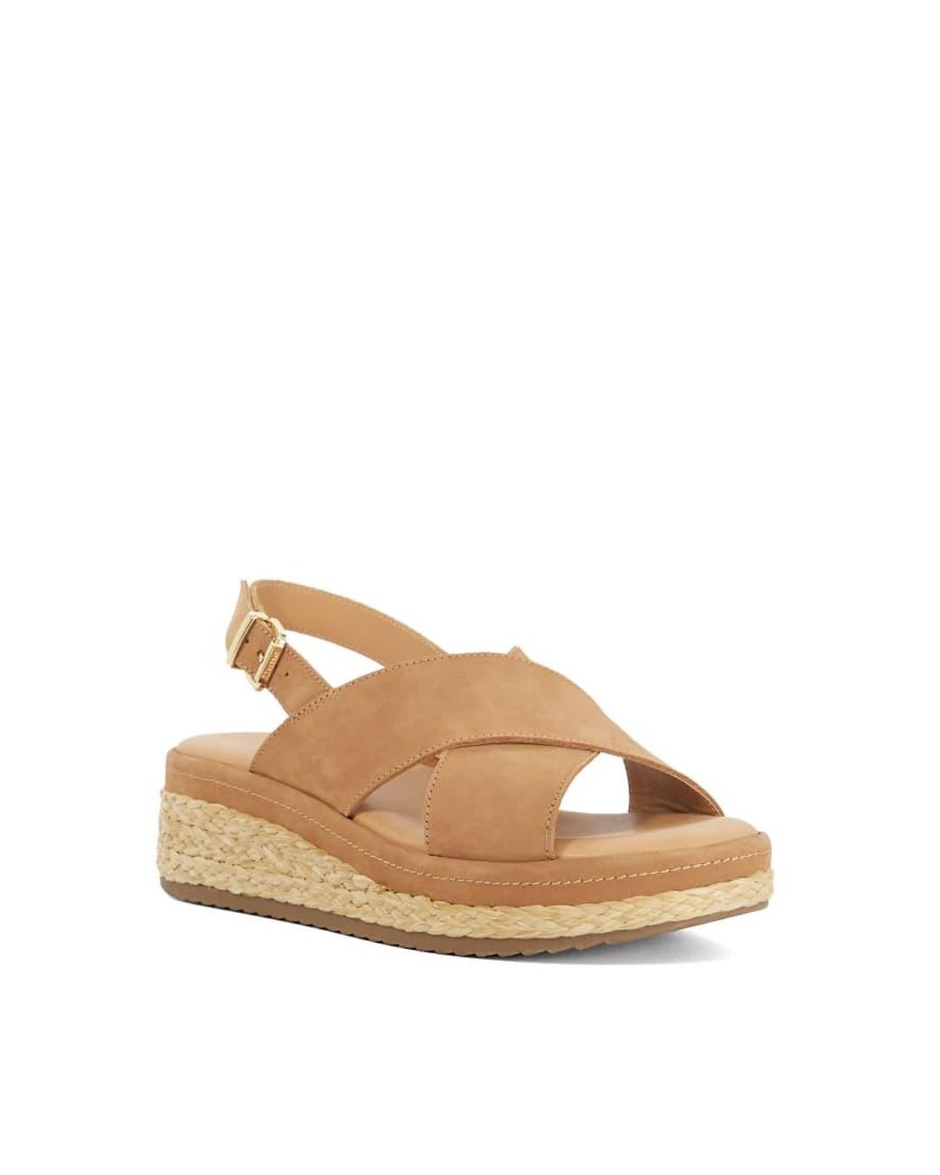 Dune Natural Leather Kiya Wedges