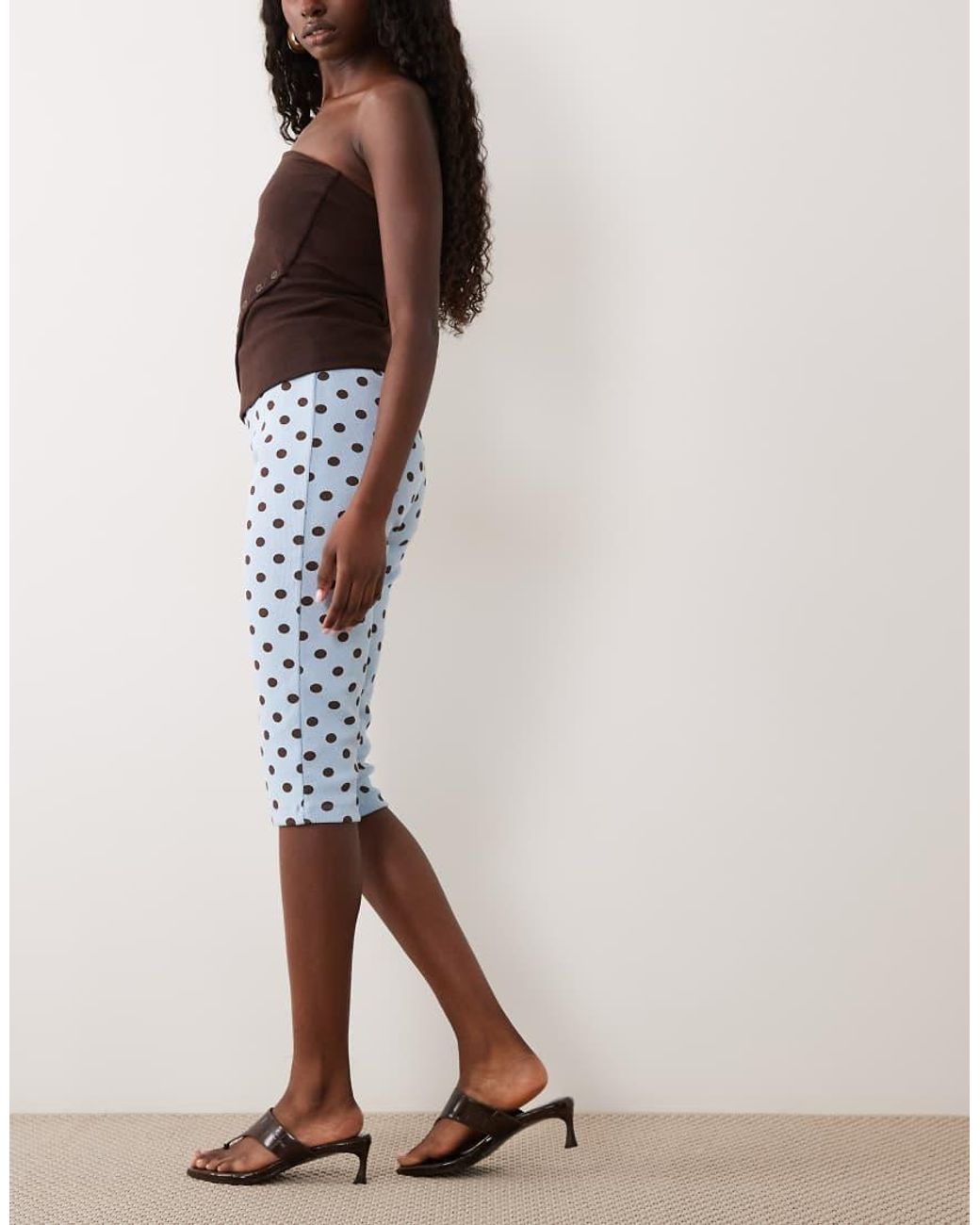 Miss Selfridge Blue Rib Capri Trouser Co-ord