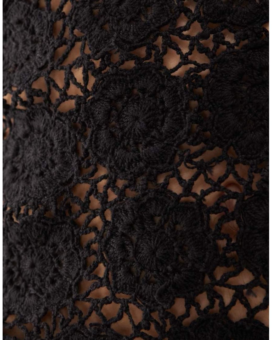 Collusion Black Crochet Knitted Halter Neck Top