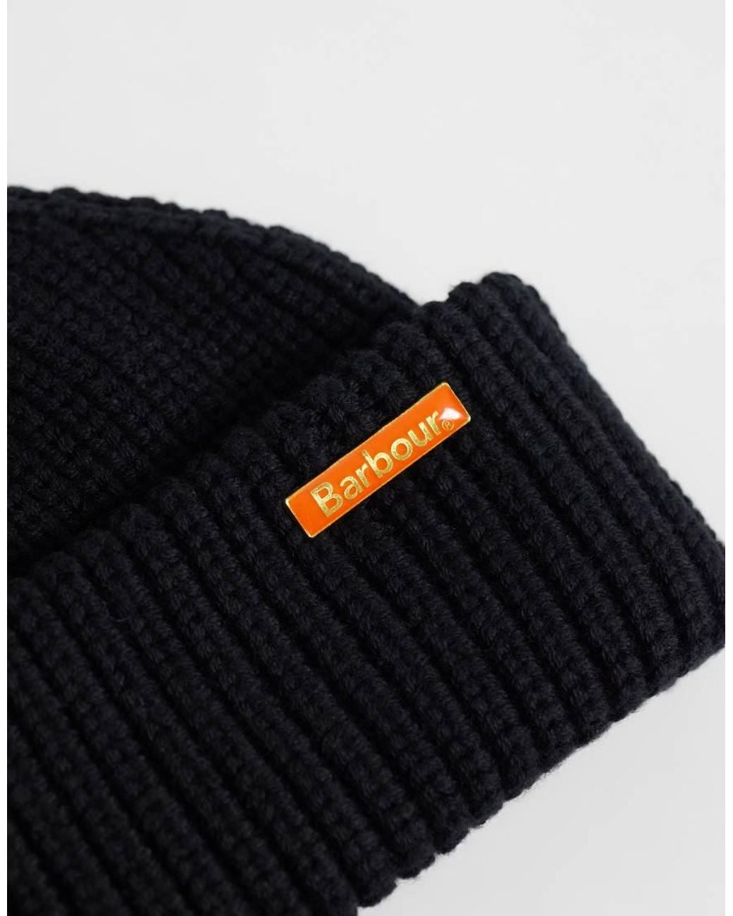 Barbour Blue Mosely Knitted Logo Fisherman Beanie for men