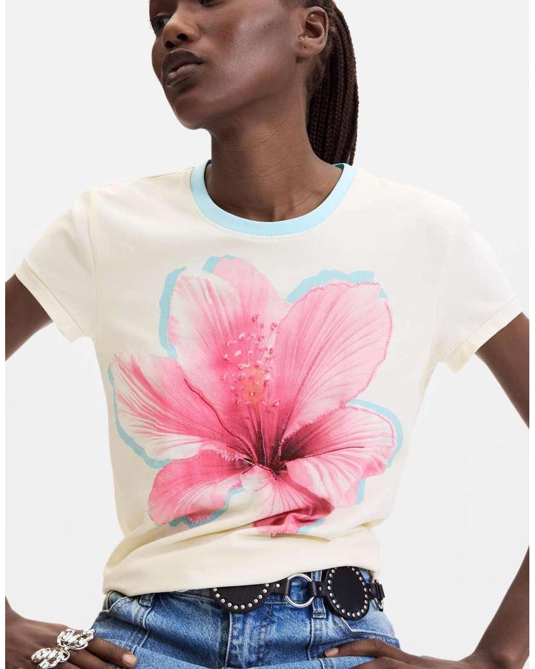 Desigual Red Floral Printed T-Shirt