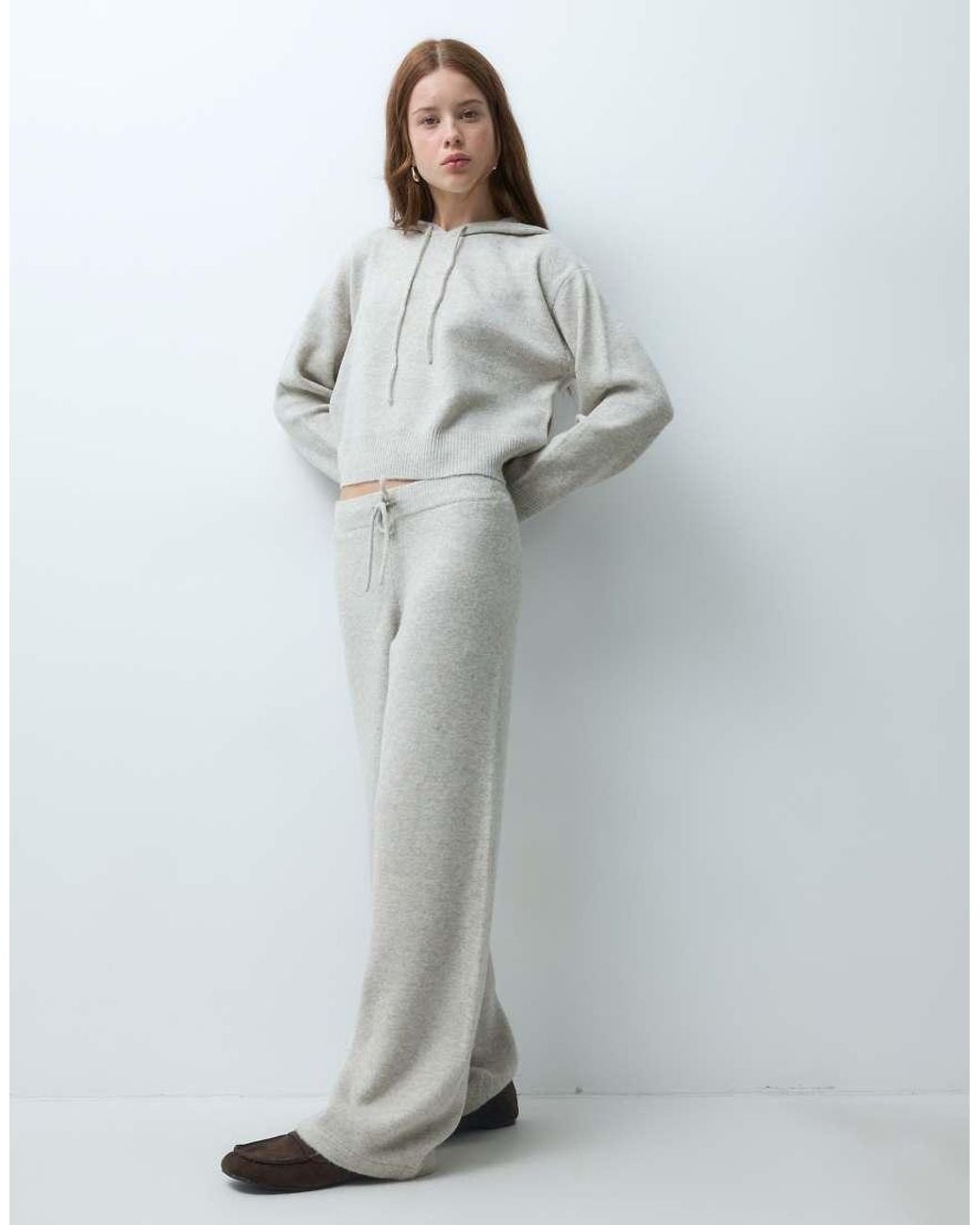 JDY Petite Gray Knitted Trouser Co-Ord