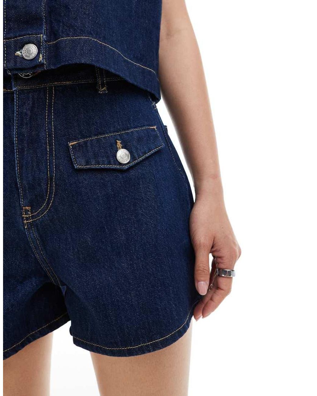 ASOS Blue Denim Short With Patch Pocket Flaps Co-ord