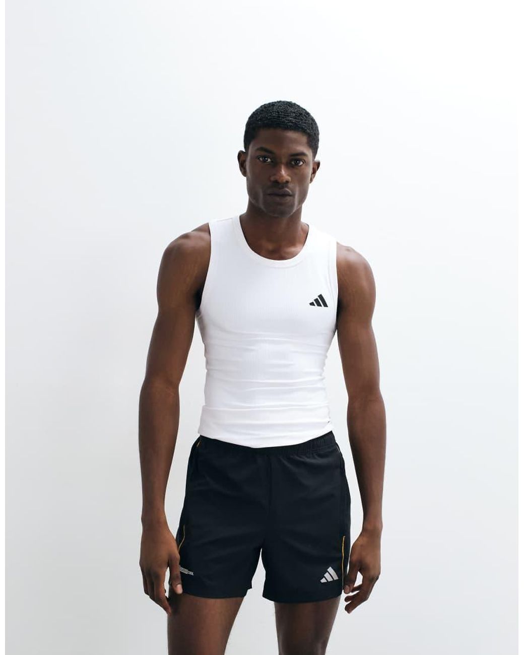 Adidas Originals White Adidas Training Essentials Ribbed Vest for men