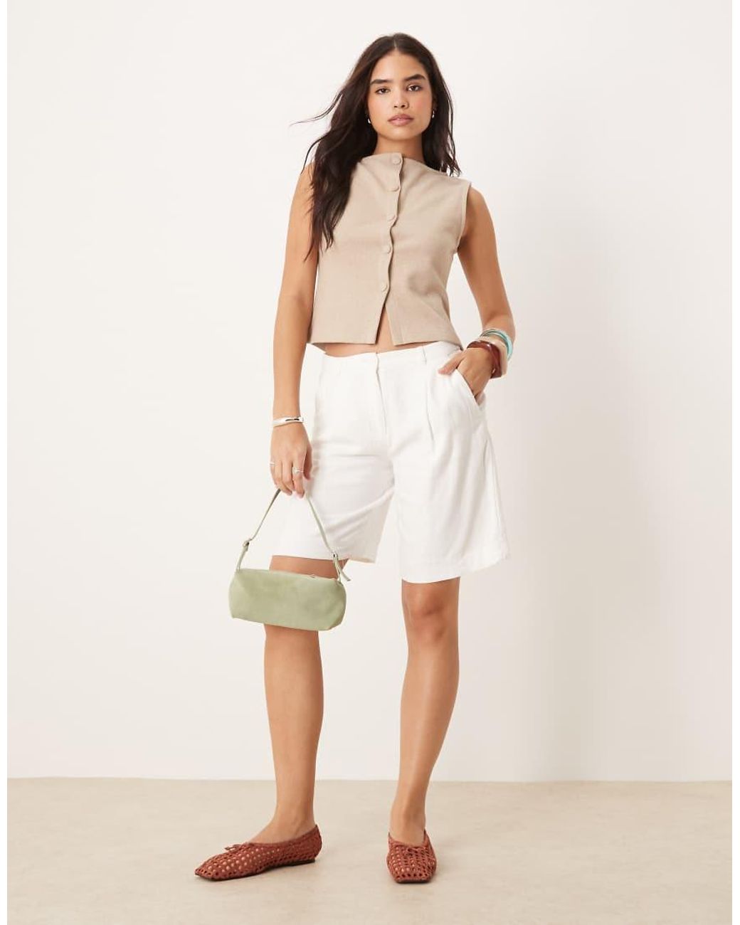Abercrombie & Fitch Natural Mid Rise Bermuda Shorts