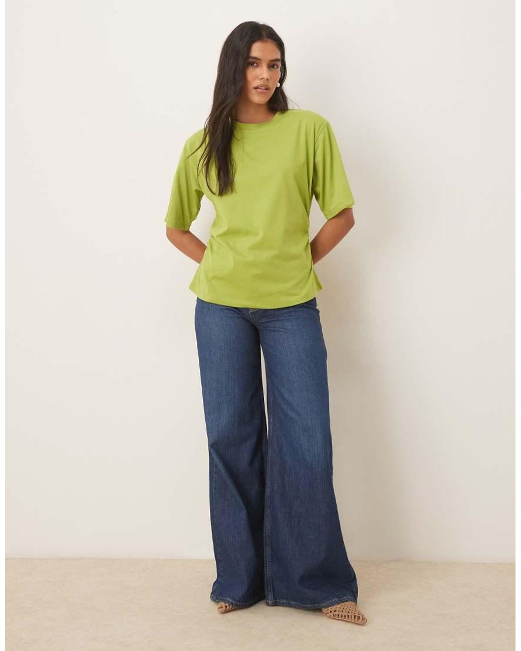 ASOS Green Shoulder Pad Cinched Tee