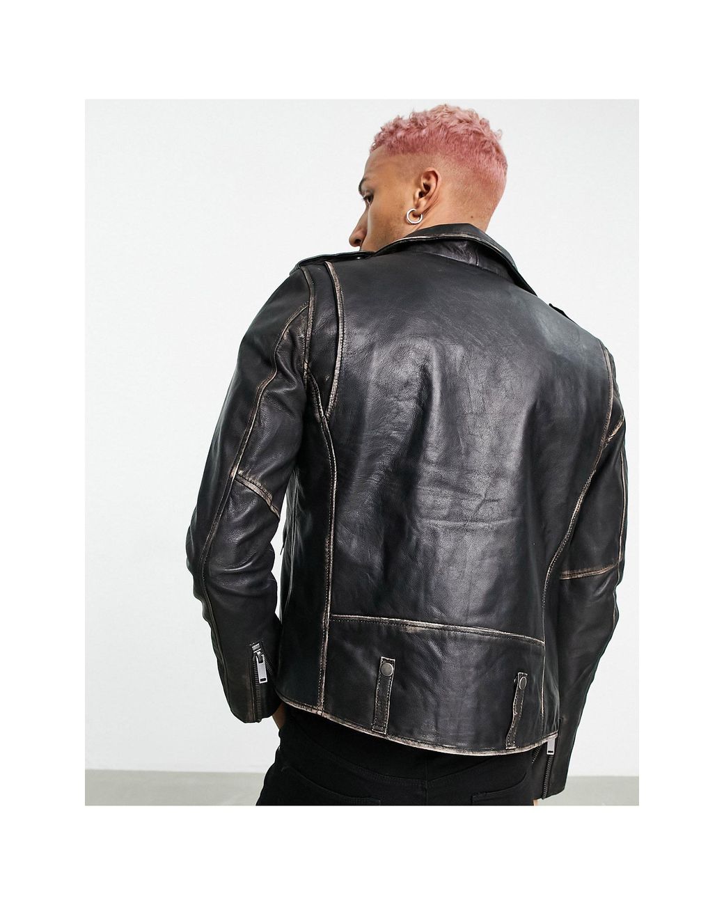 Bolongaro Trevor Biker Leather Jacket in Black for Men Lyst UK