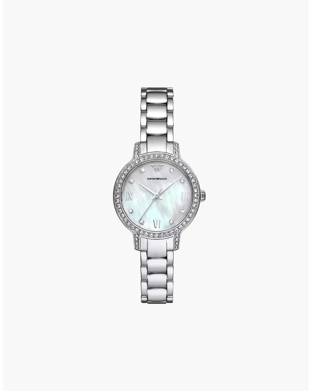 Emporio Armani White Three-Hand, Stainless Steel Watch, Ar11484