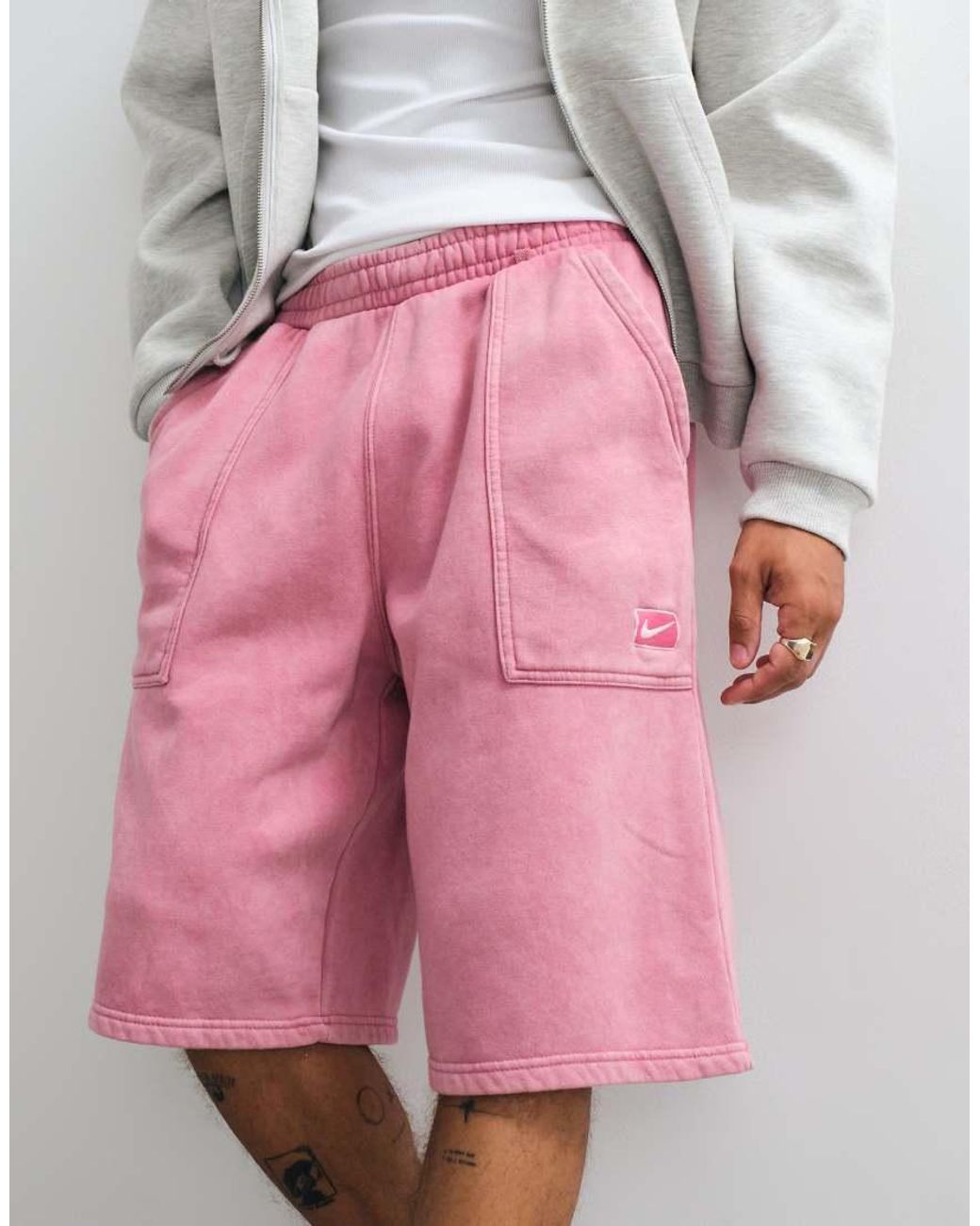 Nike White Street Jersey Logo Back Pocket Shorts for men