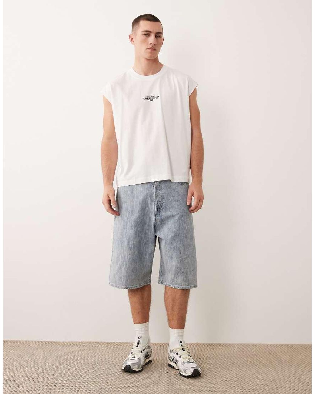 Jack & Jones White Front Print Tank Top for men