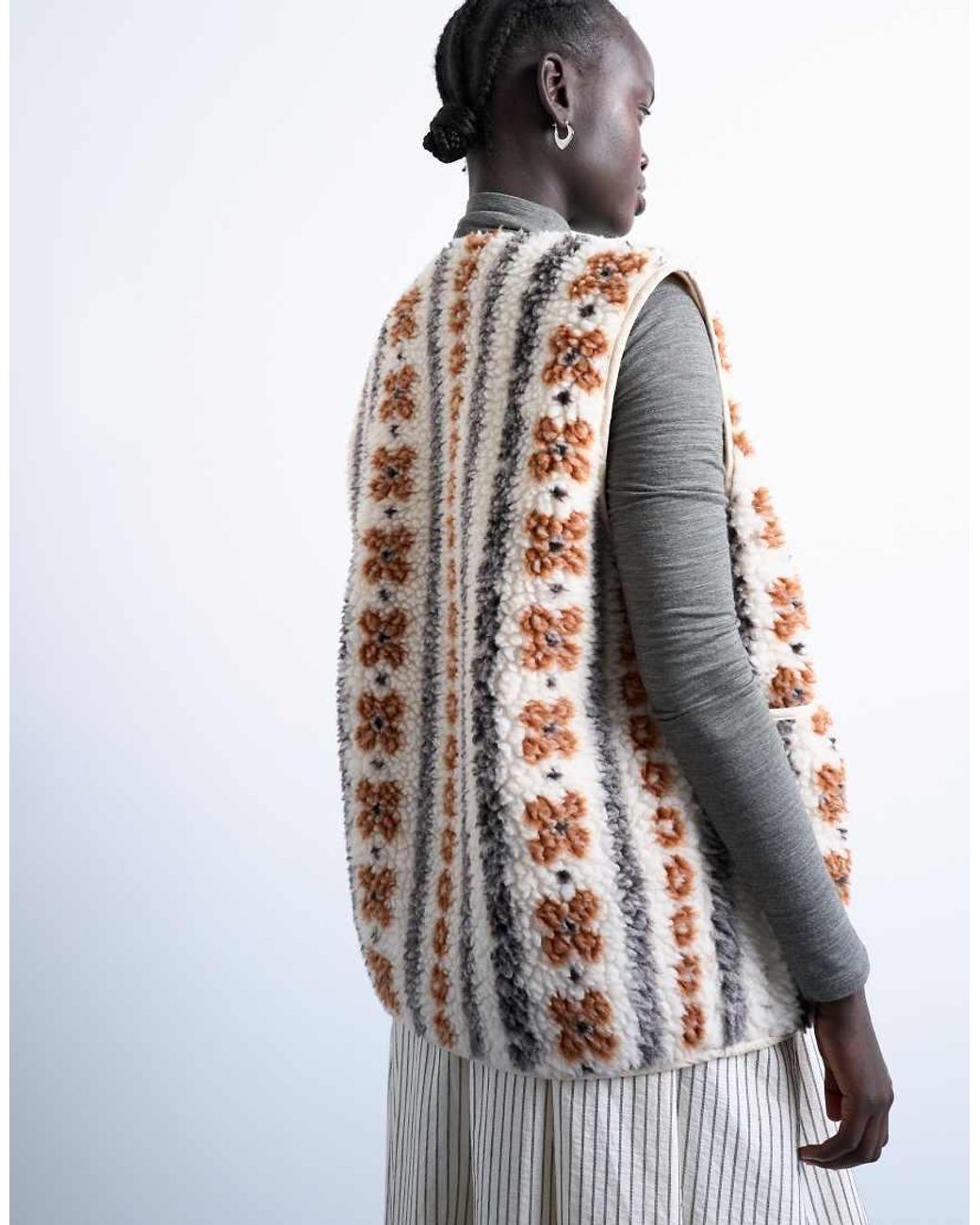 TOPSHOP Gray Borg Abstract Printed Gilet