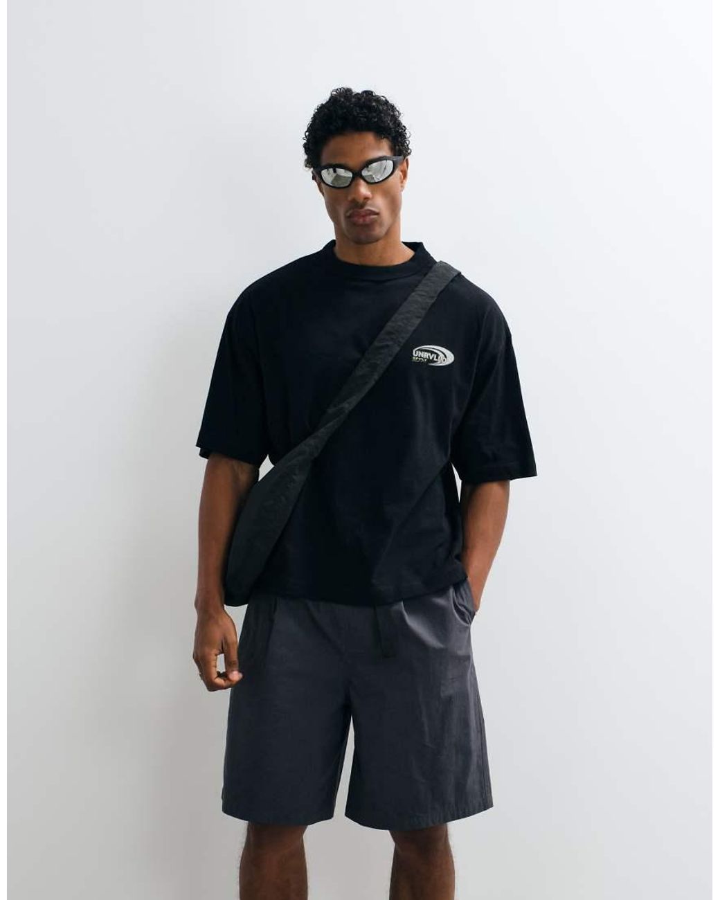 ASOS Blue Boxy Oversized T-shirt With Streetwear Graphic for men
