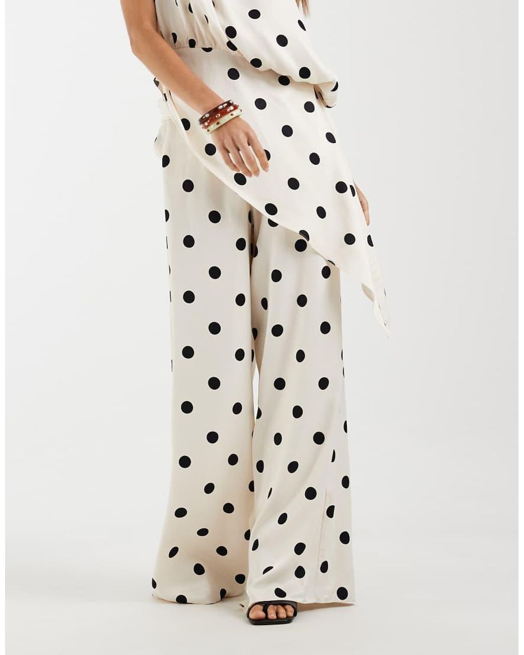 ASOS White Satin Wide Leg Trouser