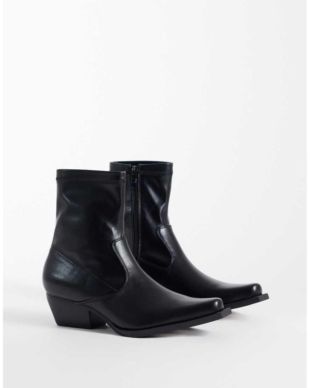 ASOS Black Roman Western Sock Ankle Boots