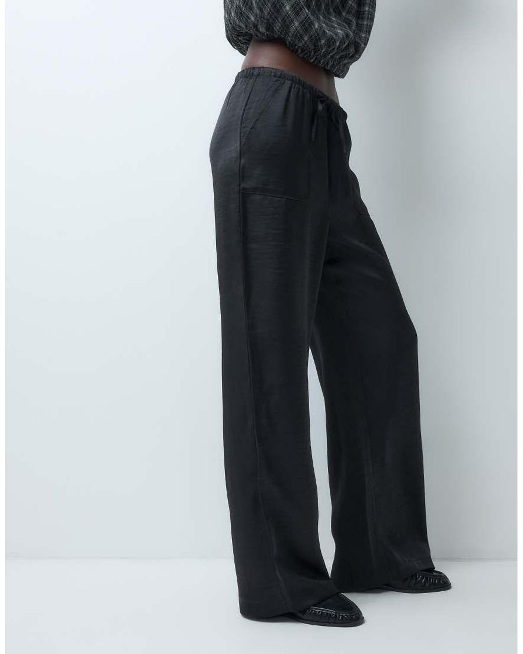 Vero Moda Blue High Waist Satin Loose Fit Pants