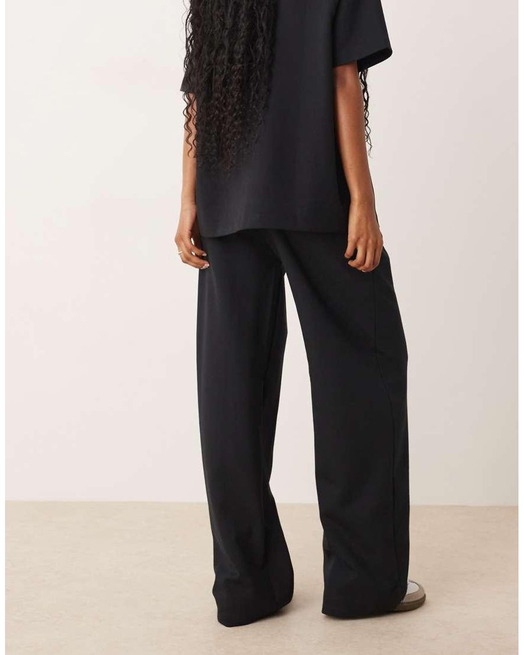 ASOS Black Interlock Super Wide Leg Trouser